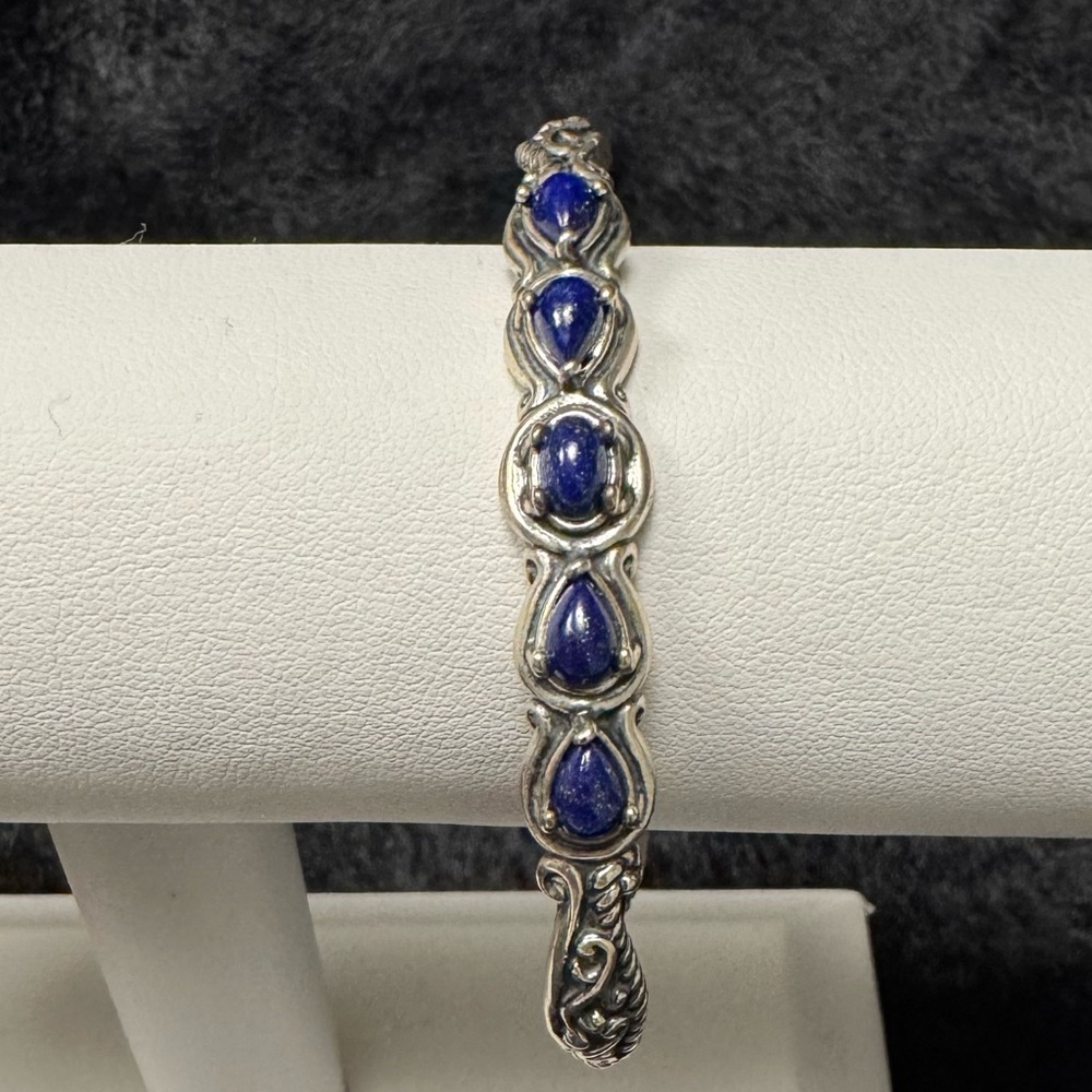 Carolyn Pollack “Simply Fabulous” Lapis Sterling Silver Bangle - average fit
